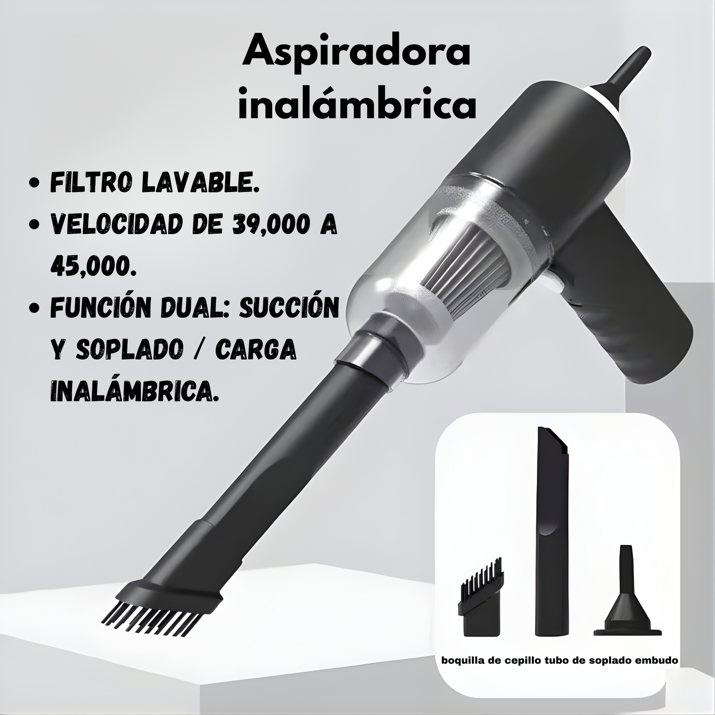 Aspiradora multifuncional con carga inalámbrica
